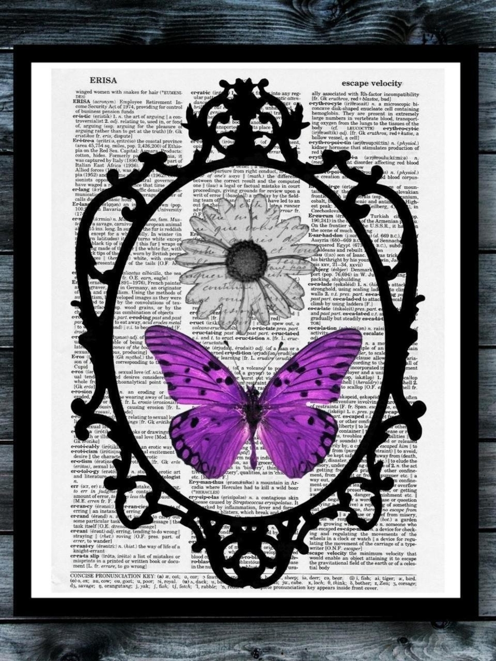Butterfly Retro Vintage Dictionary PrintPurple Butterfly Mixed Media Wall Art